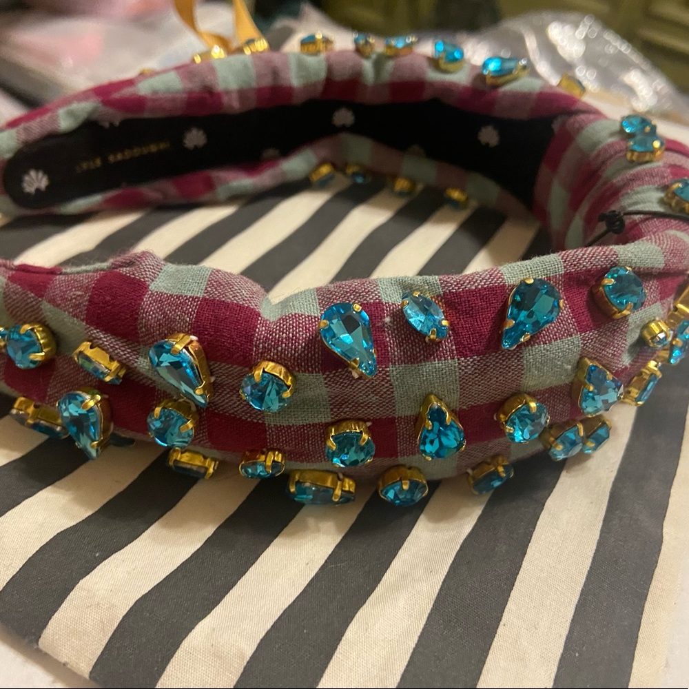 Lele Sadoughi Burgundy Gingham Headband